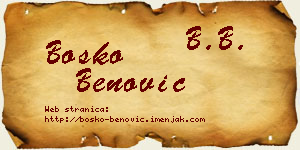 Boško Benović vizit kartica